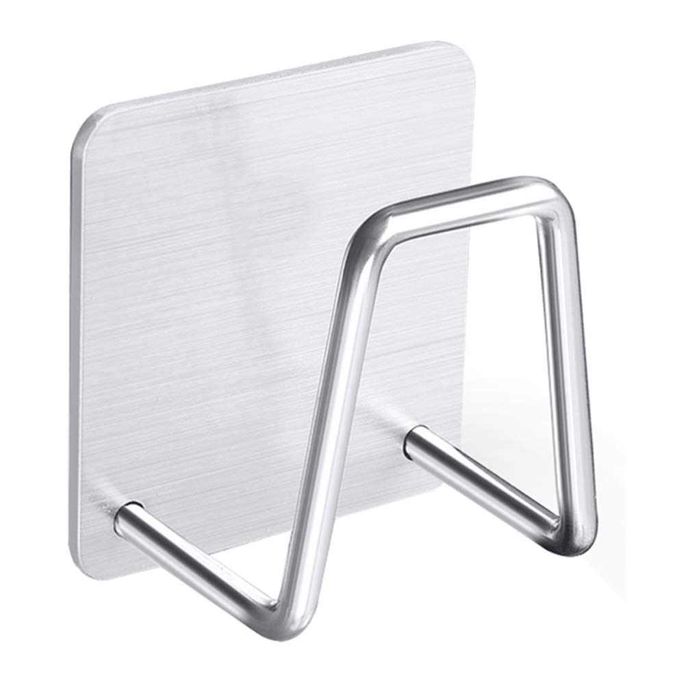 SIXRUN Durable Rust Proof Adhesive Sponge Holder Sink Caddy Quick Drying Design for Kitchen and Bathroom Silver