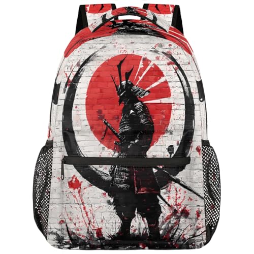 Backpack Japanese Samurai School Shoulder Bag Large Waterproof Durable Bookbag Laptop Daypack for Students Teens Girls Boys Elementary Multi78