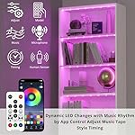 IRONCK Tall Bookcase with LED Lights, 70 in Industrial Bookshelf Display Shelf Floor Standing for Home Office, Living Room, Bed Room - Image 4