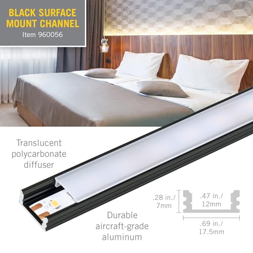 Image of Armacost Lighting LED Tape Light Mounting Channel, Surface Mount, Black 5-Pack 960056