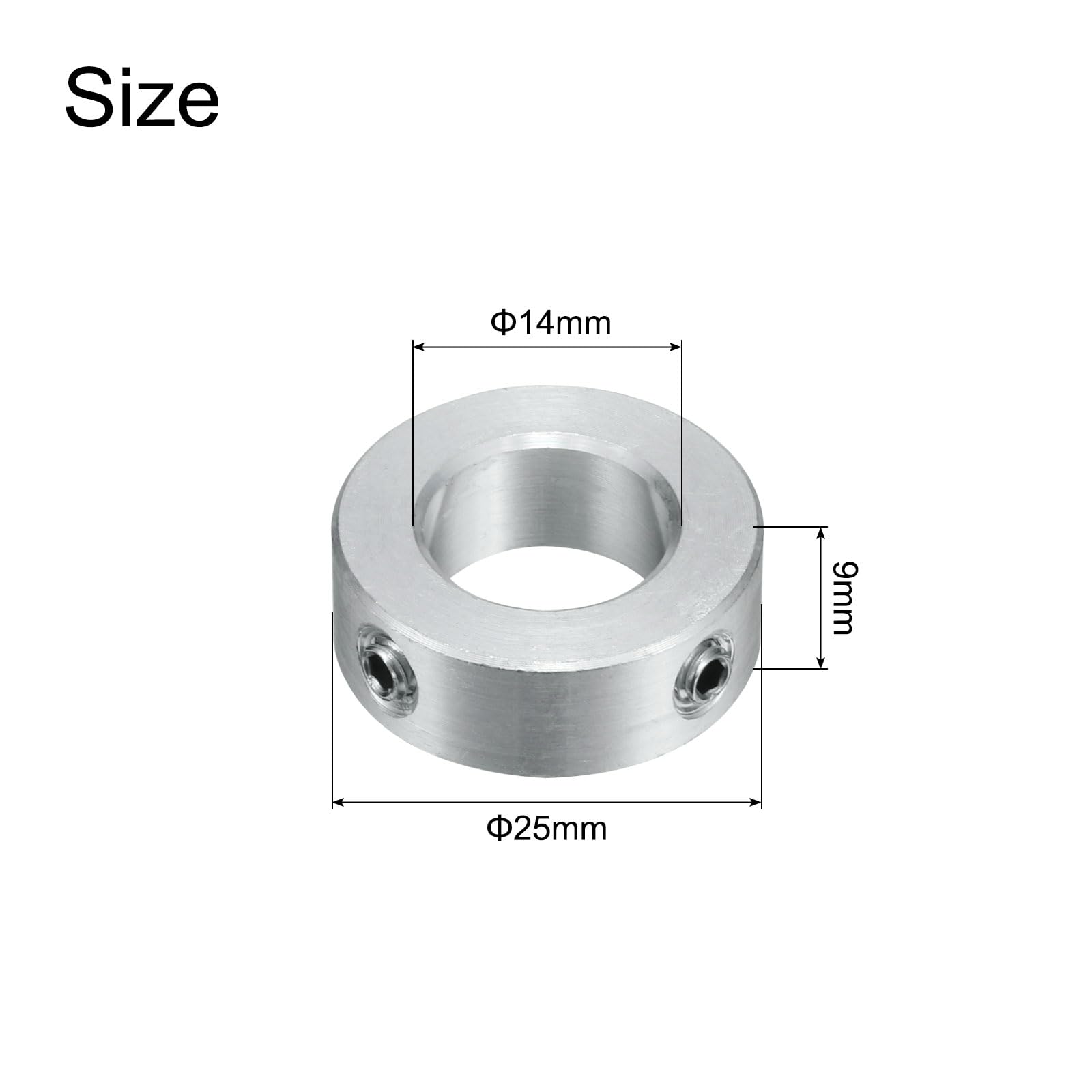 QUARKZMAN 8pcs Collares de Tornillo de Fijación 14mm, 25mm OD y 9mm Grosor, Collar de Sujeción con Tope para Guía de Eje de Varilla Lineal