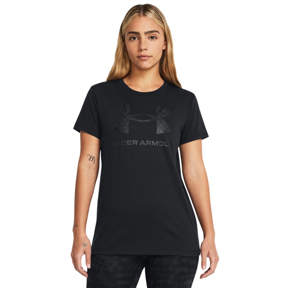Under Armour Womens UA Sportstyle T-Shirt Graphic Tee Top Black/Black M