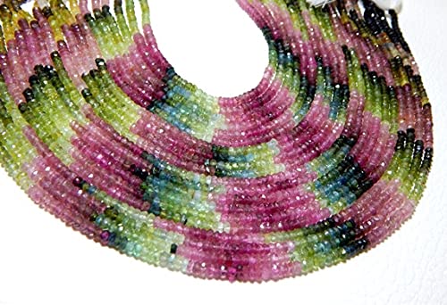 Tourmaline naturelle en perles rondelles facettées 3.5mm pour la création de bijoux DIY