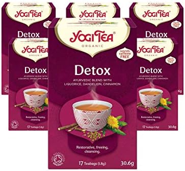 Yogi Tea, Detox Organic Herbal Tea, Naturally Caffeine Free, Blend of Liquorice, Dandelion and Cinnamon, Pack of 6 x 17 Bags (102 Tea Bags Total)