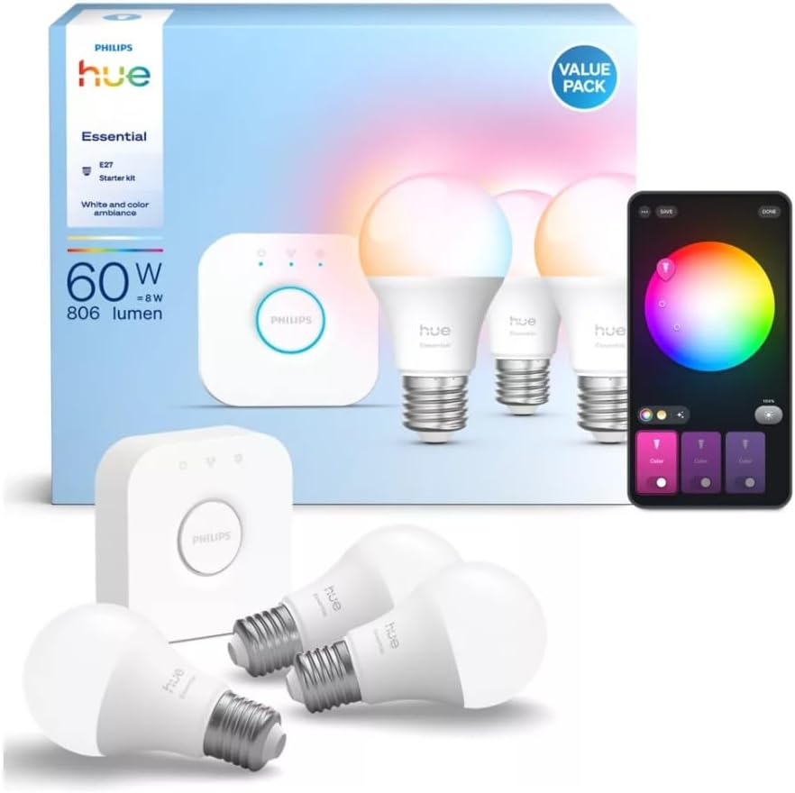 Philips Hue Essential 3'lü E27 Ampul Başlangıç Seti 806 Lumen