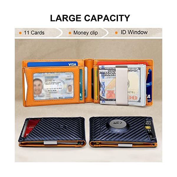KS Mens Wallet Gift Airtag or Standard Use,Slim Front Pocket Leather Wallet Money Clip 11 Cards RFID Blocking - Image 6