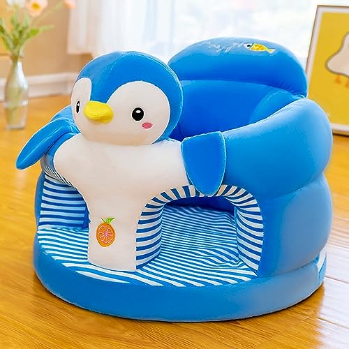 Image of Baby Sit Up Chair with Cartoon Animals Plush Sofa - Toddler Learn to Sit Up - Washable Cover for Back & Head Support - Sitting Infant Seat