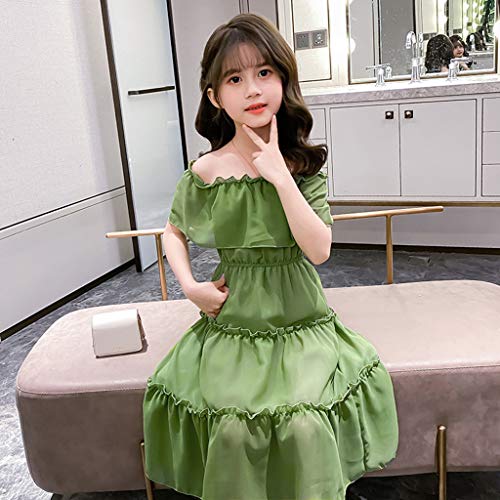 Vestidos Roupas de Bebê Lisos Ombro Meninas Crianças Princesa Franzido Vestido de Verão Feminino, Ve