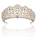 ANBALA Bridal Queen Tiara Crown, Luxury Bling Crystal Bridal Headband Prom Queen Pageant Princess Crown Hair Accessories for Women, Rose Gold