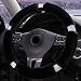 ZH-VBC Coprivolante Fuzzy con strass e morbido peluche per donne, invernale, caldo, morbido e soffice, protezione universale per auto da 15 pollici 38 cm, antiscivolo, nero