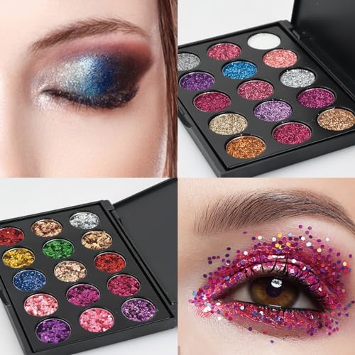 Nivofu 2 Stücke Glitzer Lidschatten Palette, 30 Farben Lidschattenpalette Bunt, Glitzer Make-up Palette Langlebig Wasserdicht, Eyeshadow Palette Schimmernde, Augenpalette, Schminkpalette