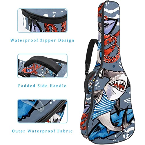 Housse de transport rembourrée imperméable Oxford pour guitare avec bandoulière réglable Motif pieuvre et requins - Les Beatles, Paul McCartney, John Lennon, RIngo Starr, George Harrison Housse de transport rembourrée imperméable Oxford pour guitare avec bandoulière réglable Motif pieuvre et requins – Image 5