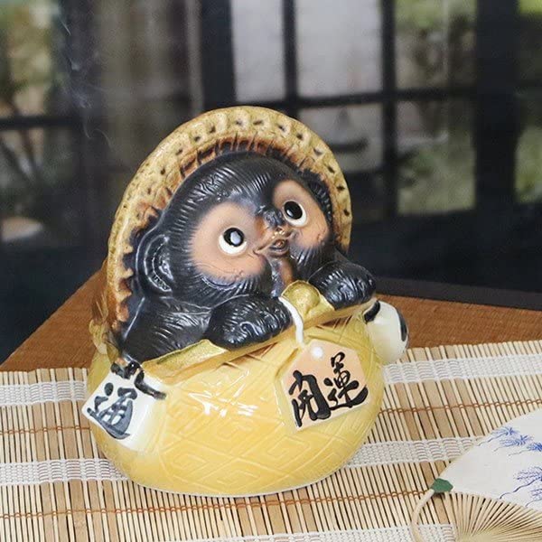 Amazon.co.jp: 夏の風物詩！ 信楽焼 がま口黄たぬき蚊遣り器