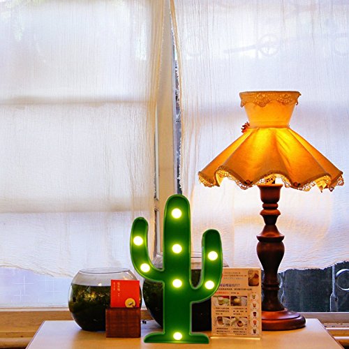 Qiaofei Led Cactus Light, Cute Cactus Night Table Lamp For Kids' Room Bedroom Party Garden Home Decorations (Green) #TOP3