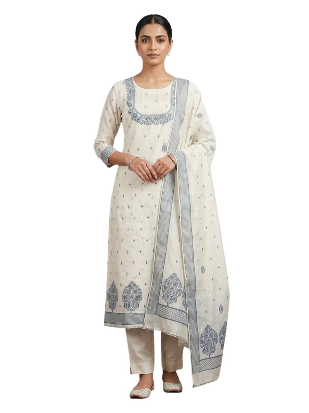 Floral Woven Pure Cotton Dress Material | Unstitched Suit Set with Pure Cotton Bottom & Dupatta for Women-image-39