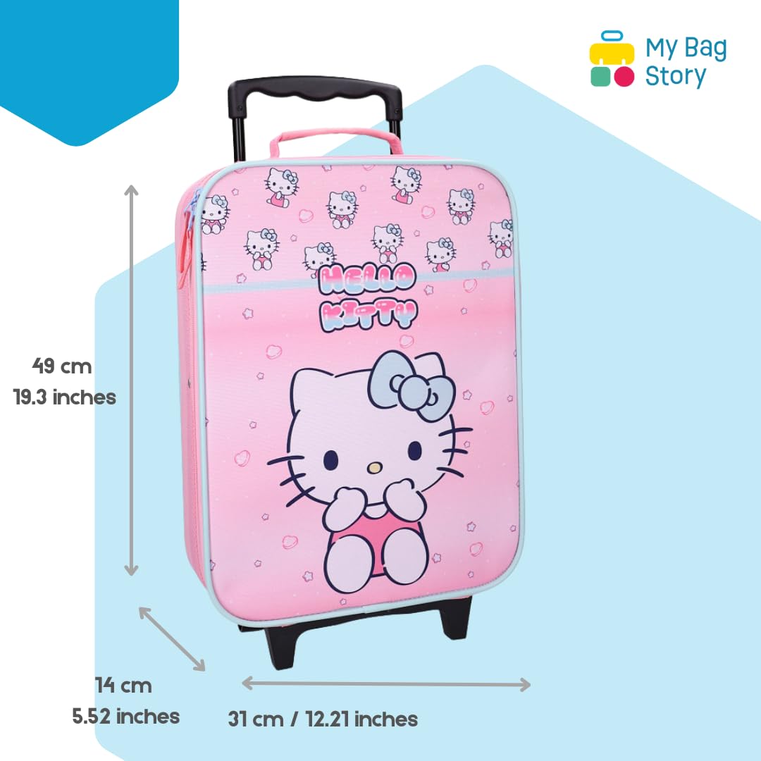 mybagstory - Valigia Hello Kitty – Valigia Trolley Bambino 42 cm – Bagaglio Cabina leggero con ruote – Rosa