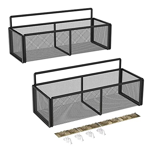 CALIBAN Paquete de 2 estantes para cesta de ducha, cesta antioxidante de pared para organizador de ducha con 4 adherentes, sin taladro, negro