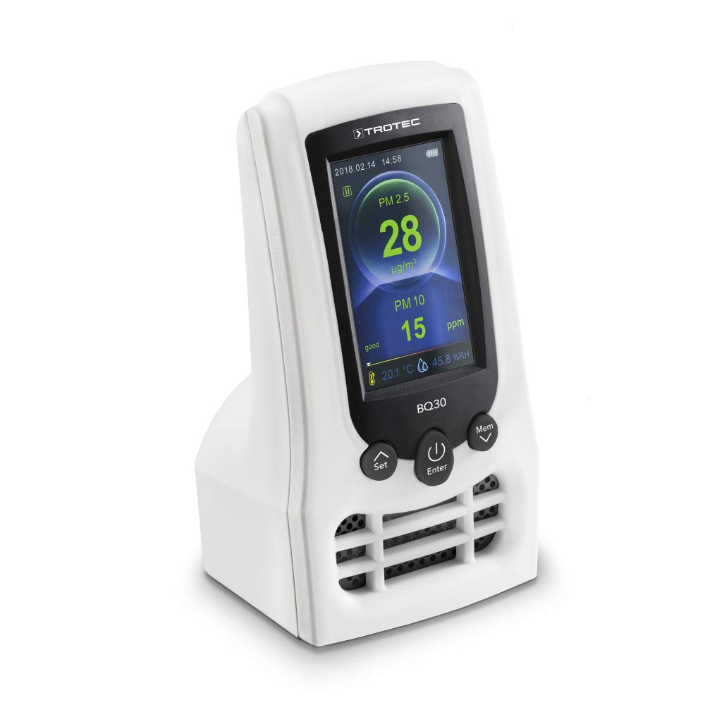 TROTEC CO2-Luftqualitätsmonitor und Partikelmessgerät BQ30 CO2 Ampel, Luftqualitätsmessungen, Kontrolle der Feinstaub- und CO2-Belastung