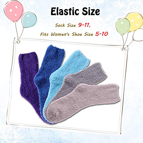 Image of LANLEO 5 /6 Pairs Womens Super Soft Fuzzy Plush Warm Winter Home Sleeping Slipper Socks