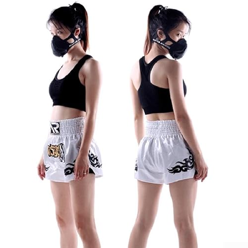 Pantalón corto de kickboxing con cintura elástica para entrenamiento de MMA y Muay Thai Unisex Blanco Talla M - imagen 2