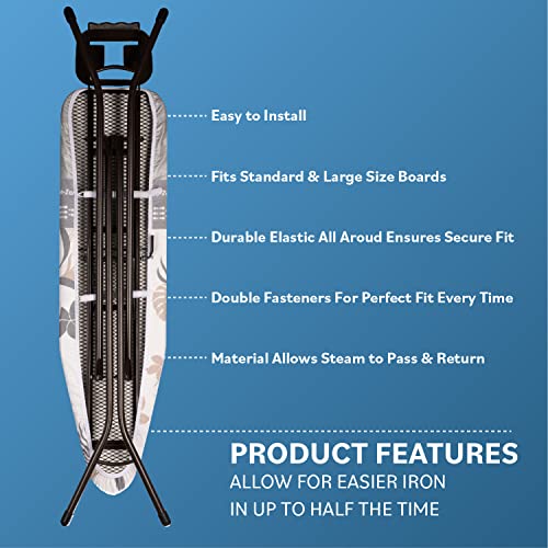 Bartnelli Ironing Board Cover and Pad, Made in Europe with New Patent Technology | 54x15 Iron Board Replacement Cover Featuring Park & Turbo Zone, Scorch Resistant 100% Cotton Thick Layered Top - Thumbnail 6