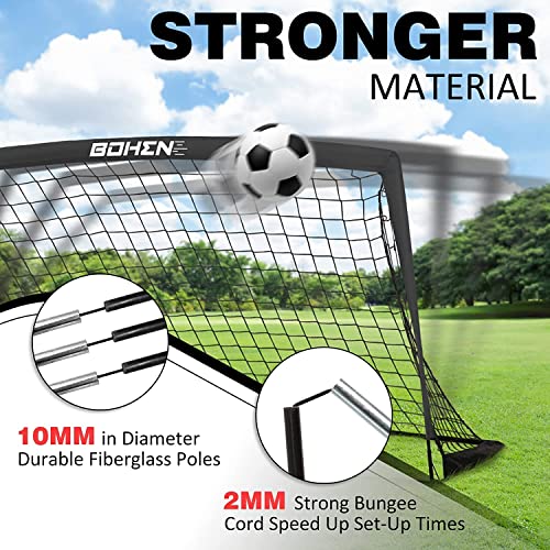 BOHEN 6x4FT/9x5FT Portable Soccer Goals Set of 2, with Carry Bag - Easy Folding Lightweight Fun for Outdoor Indoor Training Games for Kids Youth Adult - Image 3