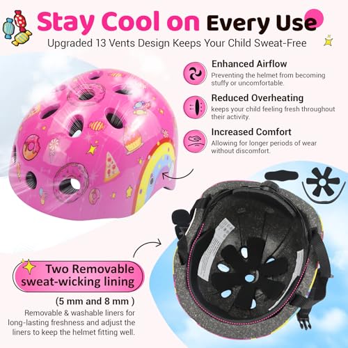 image for Vvinca Kids Toddlers Bike Helmet Adjustable for Ages 3-5-8 Years, Knee