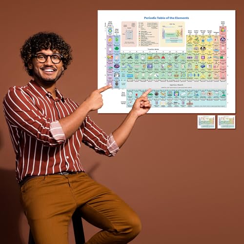 SOPHSEAG Periodic Table of Elements Poster, Laminated, 18 x 24 inch, 3 Pack