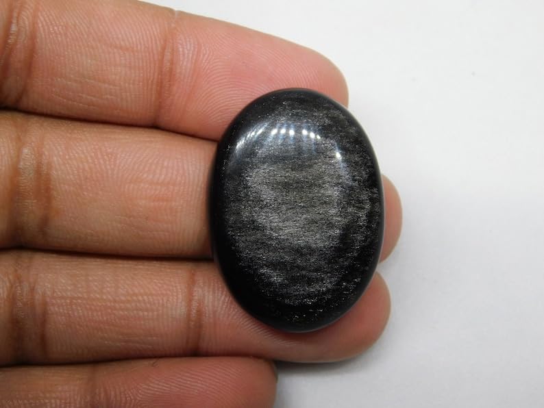 Obsidienne argentée véritable cabochon de collection GH_NAT_01362