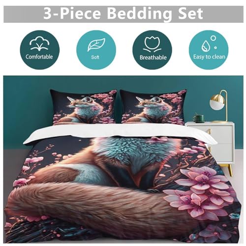 Housse de couette Renard 3 pièces en microfibre premium ultra douce