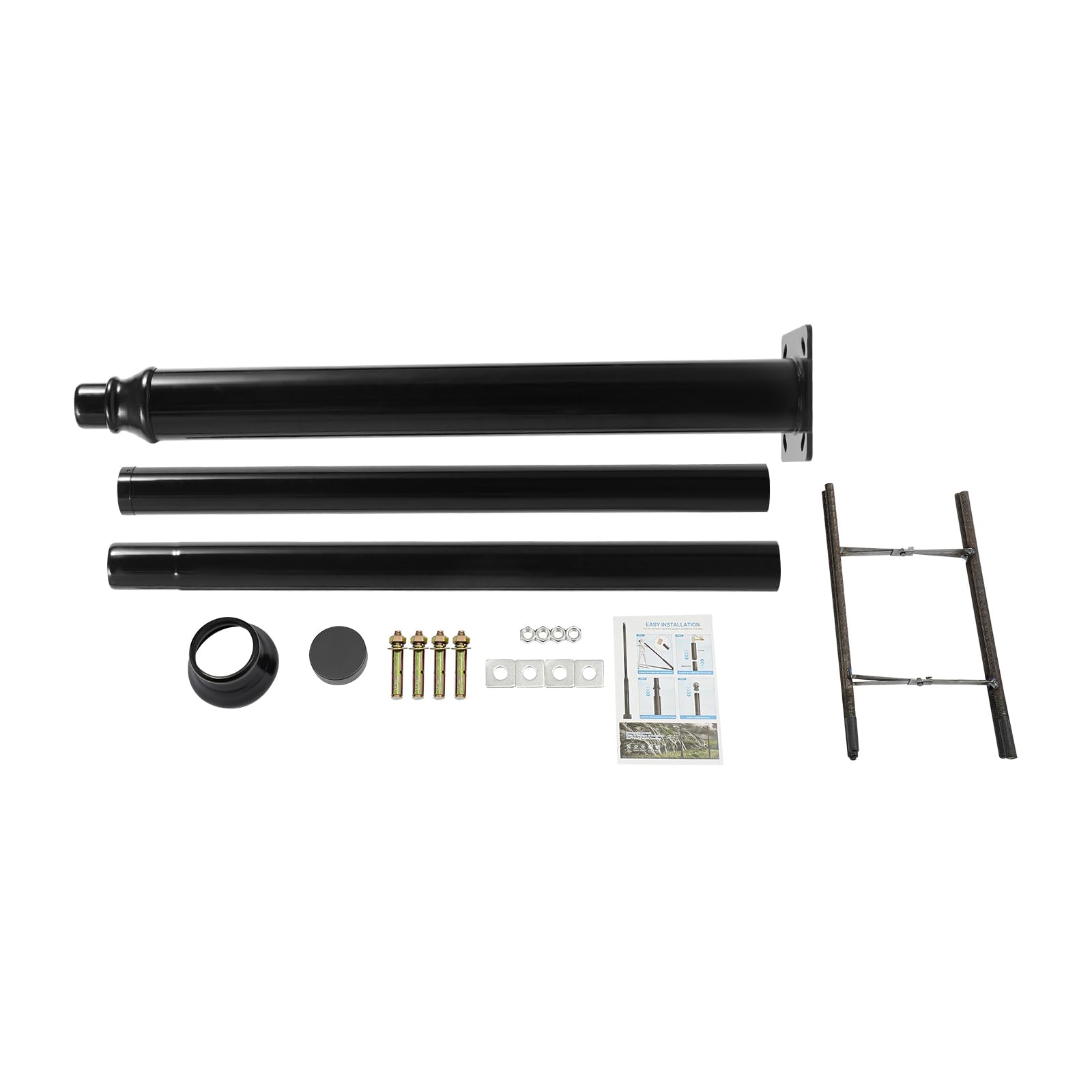 Asta per illuminazione stradale, asta divisa, adatta per strade all'aperto, portata 100 kg, acciaio zincato di alta qualità, per lampade da giardino e illuminazione esterna (3 m)