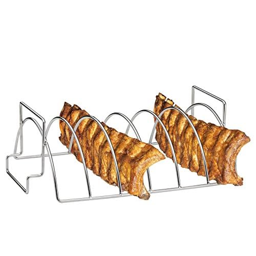 LOOPES 2stk Spareribs Halter Grill Rippchenhalter Deckelhalter Edelstahl Spareribshalter Ausziehbare Topfdeckelhalter für die Zubereitung von Spareribs oder Braten Grillzubehör BBQ Zubehör 2 Küchenprofi BBQ-Spare-Ribs und Braten-Rack, 38x25,5x12,5 cm, rostfreier Edelstahl, Grillzubehör, Spareribs Halter Grill, Grillguthalter