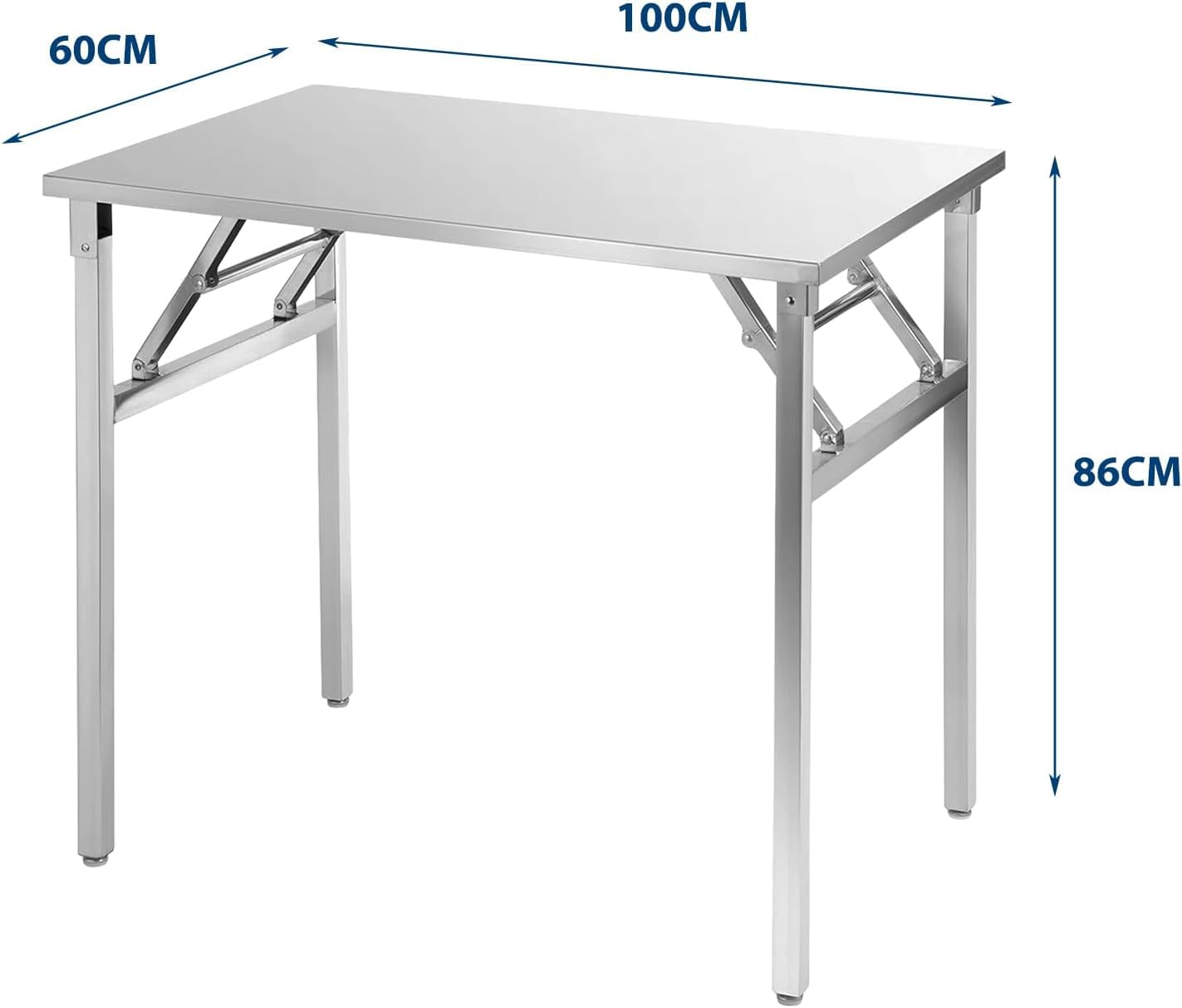 Edelstahl Küche Arbeitstisch Tisch,Folding Table 100x60cm, für Lebensmittelzubereitung Küche & Ablagefläche Multifunktionale Gastro Zubereitungstisch Grilltisch