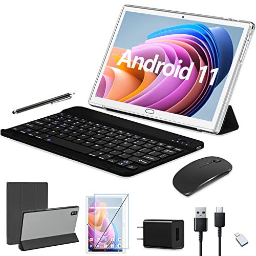 2023NEWモデルAndroid11タブレット2in1PC、WIFI型8コアCPU&3Gデュアルカード通信対応、RAM4GB+ROM64GB+TF最大512GB拡張可能、1300万リアカメラ500万フロントカメラ、10.1インチ大画面1280*800IPSディスプレイ、Type-Cポート+6000mAh大容量バッテリー、GMS認証+顔認識+保護者による管理、一年保証+OTG転送+GPS付きBluetooth4.2、日本語取扱説明書付き(シルバー)