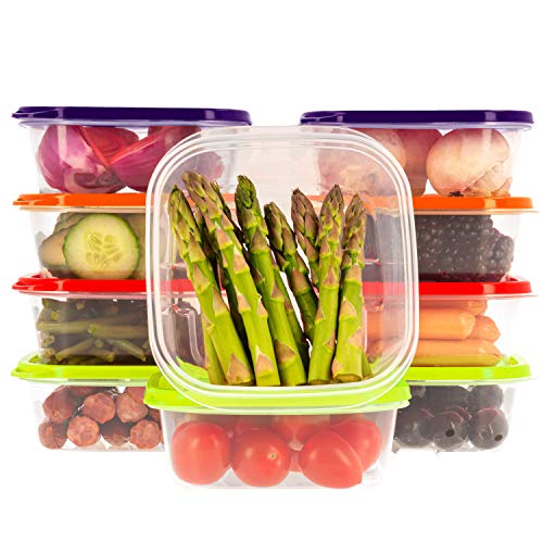 Oursson Ensemble de boîtes de Rangement Alimentaires-À Usage Multiple-Lot de 10 récipients Alimentaires en Plastique sans BPA, empilables, avec Couvercle Multicolore, CP5081S/MC (10 x 400 ML) Cover