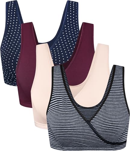Image of CAKYE 4 Pack Nursing Bras for Breastfeeding Maternity Cotton Sleep Bralette