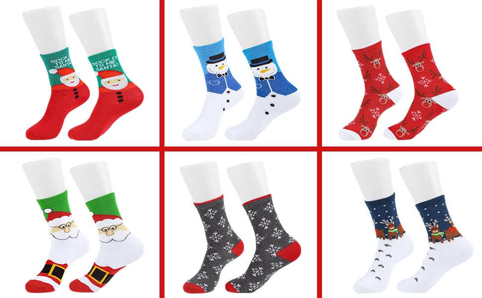12Pair Women's Christmas Socks, Cotton Knit Crew Xmas Socks for Girls, Winter Cozy Funny Women Christmas Socks, Cute Novelty Christmas Gifts