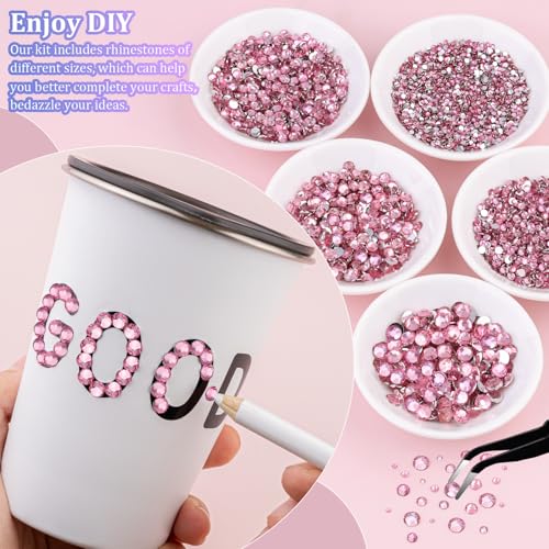 Image of 25000Pcs Resin Rhinestones for Crafting, Dark Pink 2-6mm Mixed Sizes Non Hotfix Flatback Gems with 1Pcs Glue, Bedazzling Crystal for DIY Craft Clothing Mugs Tumblers Shoes Fabric Decor Nail Art