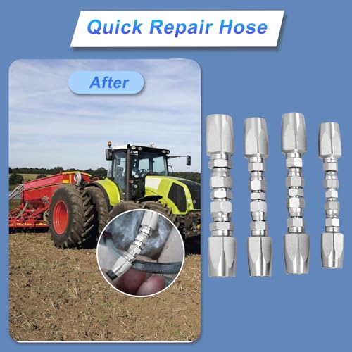 Image of 4pcs Reusable Hydraulic Hose Repair Kit,1 /4 inch,3 /8 inch,1 /2 inch Inner Diameter Compatible with SAE 100R2 R16 R17 R19 2-wire Hydraulic Hoses,Can Quickly Repair Hydraulic Hose Faults, Reusable Hydraulic Fitting