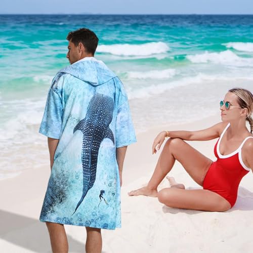 Toalla de playa de microfibra ligera con capucha absorbente y multifuncional 3