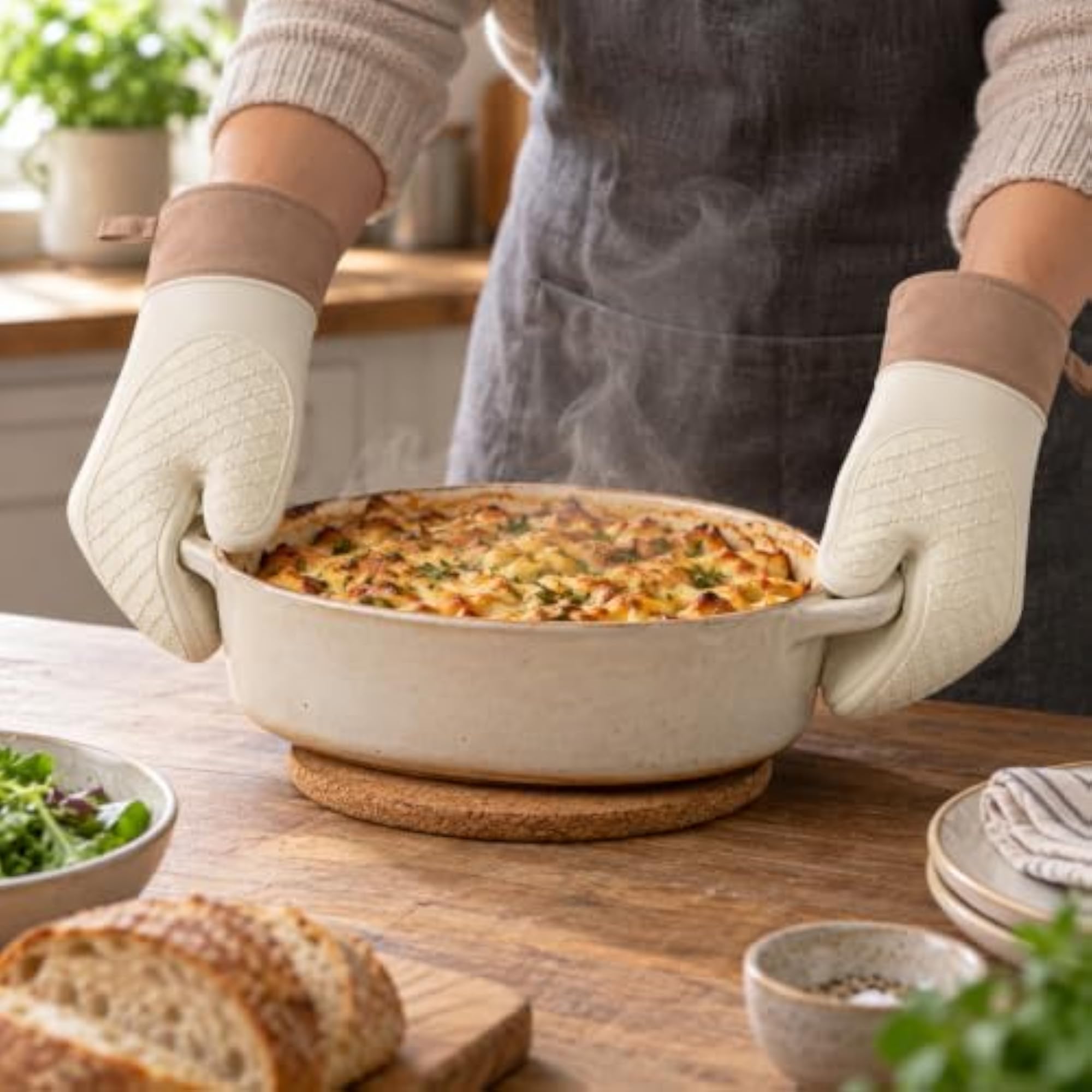 Thick Silicone Oven Mitts Heat Resistant Baking Gloves