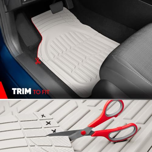 Image of MotorTrend FlexTough White Car Floor Mats Rubber All Weather Automotive 2pc