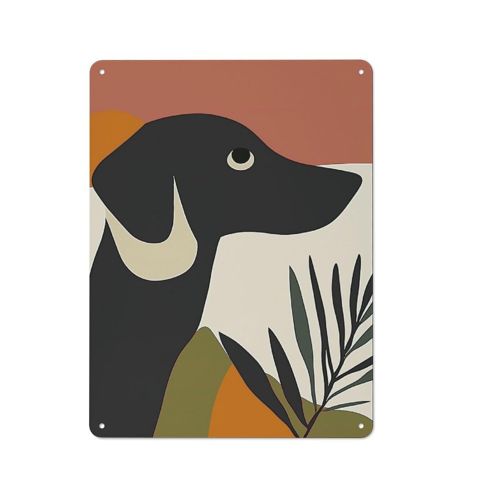 Junmoney Black Dog Minimalist Art Retro Tin Sign 40X30cm Featuring For Bar Or Restaurant, Suited To Wall Displays In Bars And Restaurants