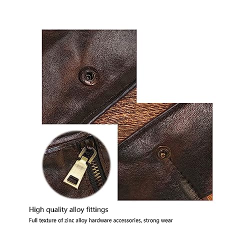 Men's Wallet Genuine Leather Vintage Long Wallet Men's Multi-Card Money Clip Clutch Bag for Man (Coffee color)3