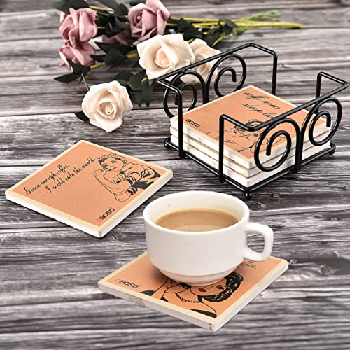 Coaster Holder 4.3 Inch Black Iron Metal Holder Storage Caddy For Both Round And Square Coasters Fit 4 To 9 Pieces Coasters (1 Pc) #TOP3