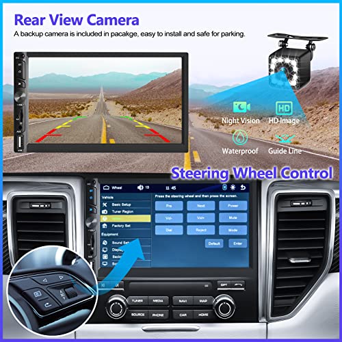 CAMECHO 7" Dubbel Din Bilradio med Carplay & Trådlös Android Auto