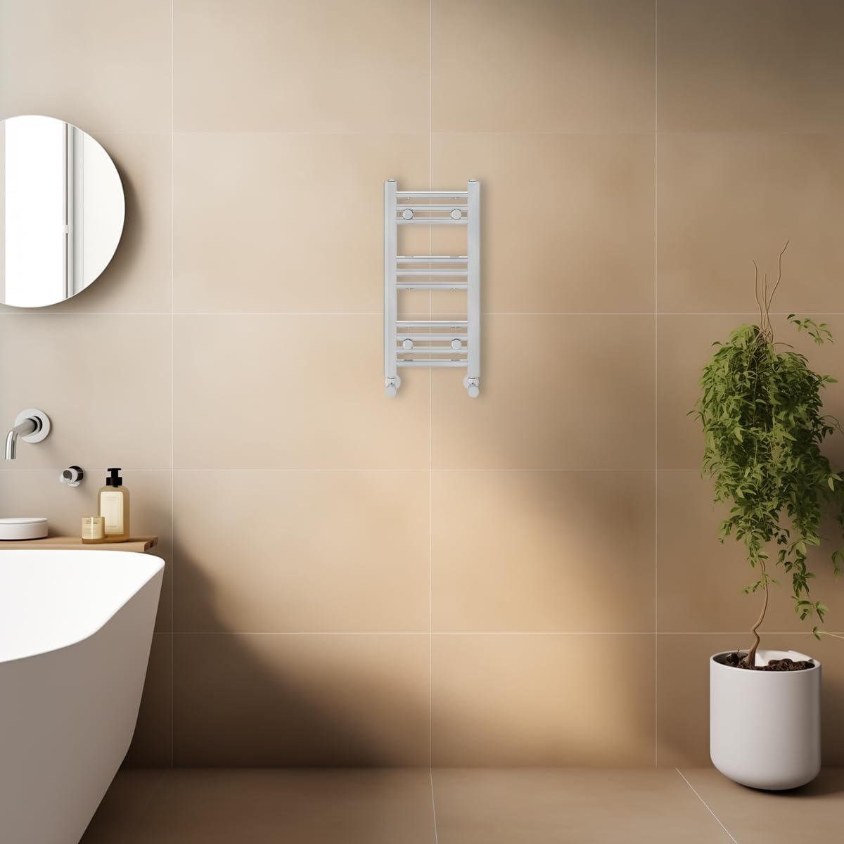 Warmehaus Chrome Contemporary Straight Bathroom Ladder Radiator Heated Towel Rail Towel Warmer Central Heating 600 X 300Mm