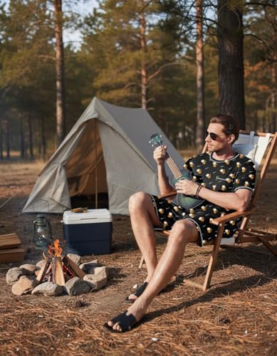 Image of Ekouaer Men's Pajamas Set Casual Short Sleeve Shirts and Shorts Soft 2 Piece Loungewear With Pockets