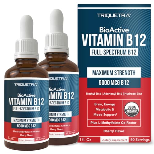 Organic Vitamin B12 5000 mcg with 3 bioactive forms + L-methylfolate