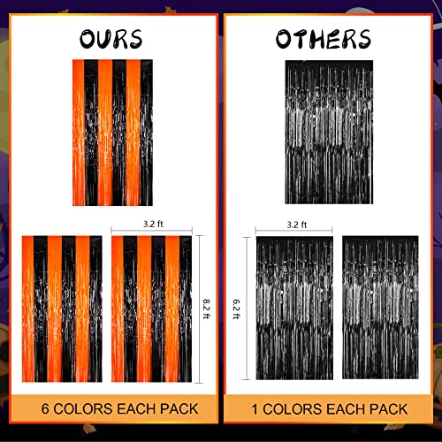 LOLStar Halloween 3.3 X 6.6 ft Orange Black Foil Fringe Curtains 3 Pack - image 9